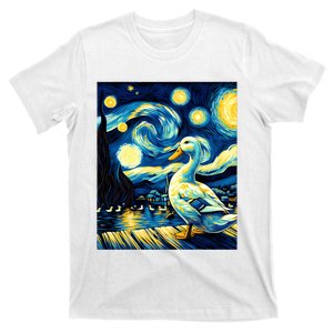 Duck Under Starry Night Sky Art Graphic Birthday Christmas T-Shirt