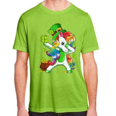 Dabbing Unicorn St Patricks Day Irish Shamrock Adult ChromaSoft Performance T-Shirt