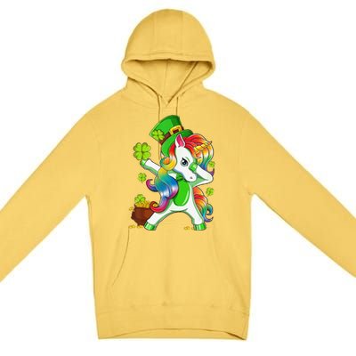 Dabbing Unicorn St Patricks Day Irish Shamrock Premium Pullover Hoodie