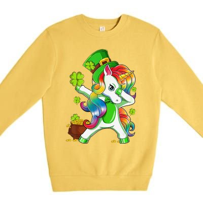 Dabbing Unicorn St Patricks Day Irish Shamrock Premium Crewneck Sweatshirt