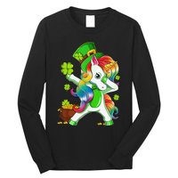 Dabbing Unicorn St Patricks Day Irish Shamrock Long Sleeve Shirt