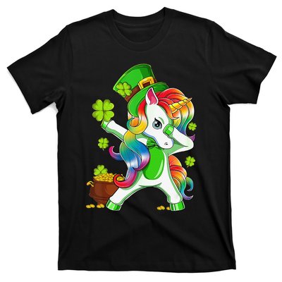 Dabbing Unicorn St Patricks Day Irish Shamrock T-Shirt