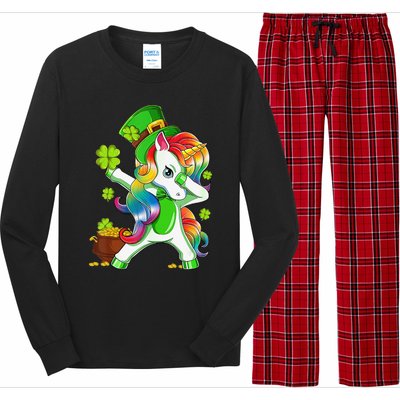 Dabbing Unicorn St Patricks Day Irish Shamrock Long Sleeve Pajama Set