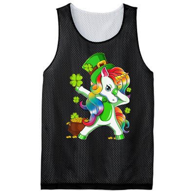 Dabbing Unicorn St Patricks Day Irish Shamrock Mesh Reversible Basketball Jersey Tank