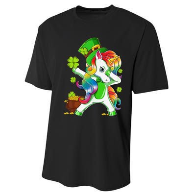 Dabbing Unicorn St Patricks Day Irish Shamrock Performance Sprint T-Shirt