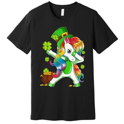 Dabbing Unicorn St Patricks Day Irish Shamrock Premium T-Shirt