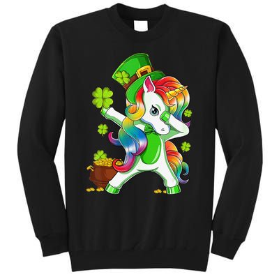 Dabbing Unicorn St Patricks Day Irish Shamrock Tall Sweatshirt