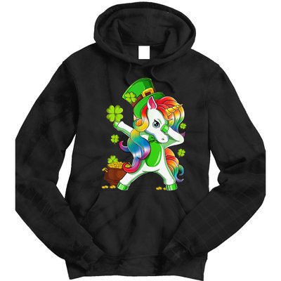 Dabbing Unicorn St Patricks Day Irish Shamrock Tie Dye Hoodie