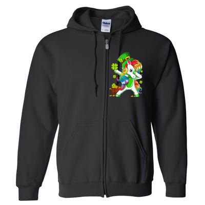 Dabbing Unicorn St Patricks Day Irish Shamrock Full Zip Hoodie