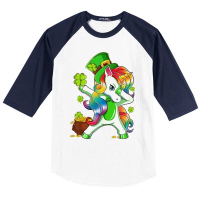 Dabbing Unicorn St Patricks Day Irish Shamrock Baseball Sleeve Shirt