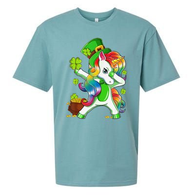 Dabbing Unicorn St Patricks Day Irish Shamrock Sueded Cloud Jersey T-Shirt