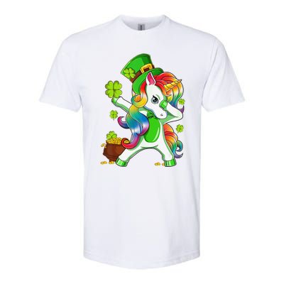 Dabbing Unicorn St Patricks Day Irish Shamrock Softstyle CVC T-Shirt