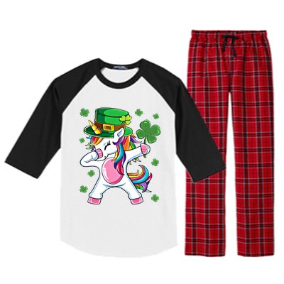 Dabbing Unicorn St Patricks Day Irish Dab Funny Gift Raglan Sleeve Pajama Set