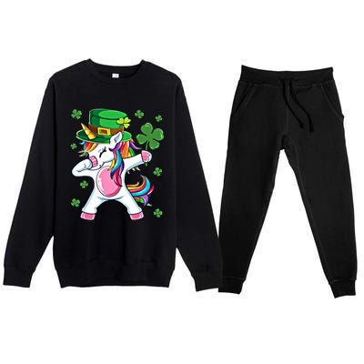 Dabbing Unicorn St Patricks Day Irish Dab Funny Gift Premium Crewneck Sweatsuit Set