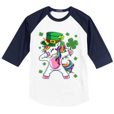 Dabbing Unicorn St Patricks Day Irish Dab Funny Gift Baseball Sleeve Shirt