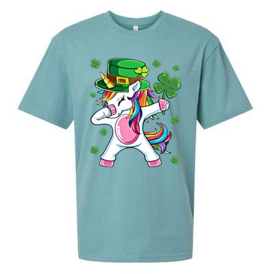 Dabbing Unicorn St Patricks Day Irish Dab Funny Gift Sueded Cloud Jersey T-Shirt