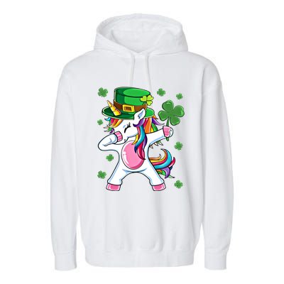 Dabbing Unicorn St Patricks Day Irish Dab Funny Gift Garment-Dyed Fleece Hoodie