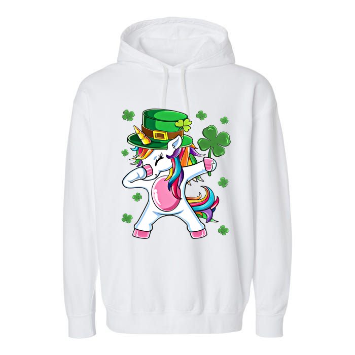 Dabbing Unicorn St Patricks Day Irish Dab Funny Gift Garment-Dyed Fleece Hoodie