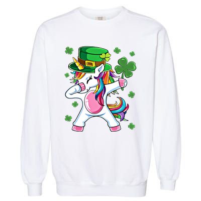 Dabbing Unicorn St Patricks Day Irish Dab Funny Gift Garment-Dyed Sweatshirt