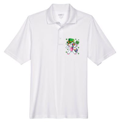 Dabbing Unicorn St Patricks Day Irish Dab Funny Gift Men's Origin Performance Pique Polo