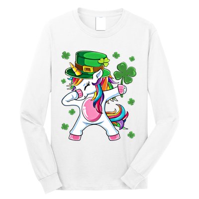 Dabbing Unicorn St Patricks Day Irish Dab Funny Gift Long Sleeve Shirt