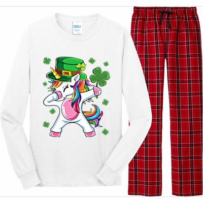 Dabbing Unicorn St Patricks Day Irish Dab Funny Gift Long Sleeve Pajama Set