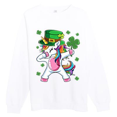 Dabbing Unicorn St Patricks Day Irish Dab Funny Gift Premium Crewneck Sweatshirt