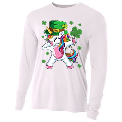 Dabbing Unicorn St Patricks Day Irish Dab Funny Gift Cooling Performance Long Sleeve Crew