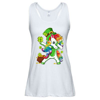 Dabbing Unicorn St Patricks Day Irish Shamrock Gift Ladies Essential Flowy Tank