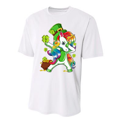 Dabbing Unicorn St Patricks Day Irish Shamrock Gift Performance Sprint T-Shirt