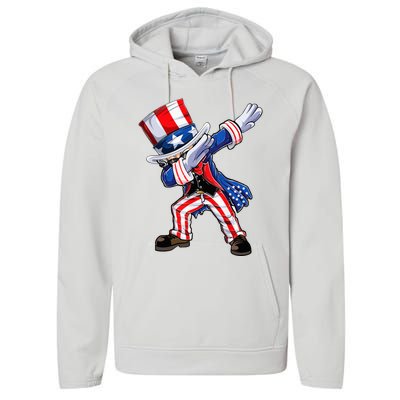 Dabbing Uncle Sam 4th of July Wo Funny Dab Dance Performance Fleece Hoodie