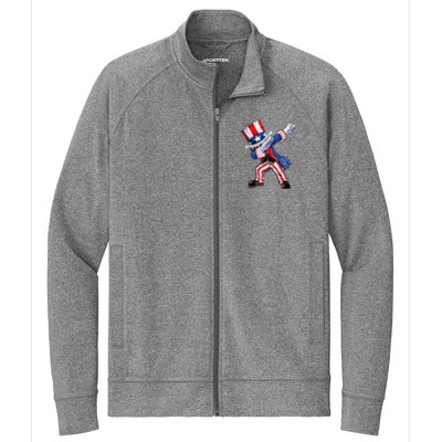 Dabbing Uncle Sam 4th of July Wo Funny Dab Dance Stretch Full-Zip Cadet Jacket