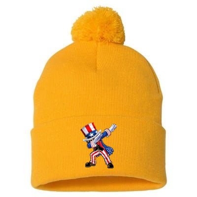 Dabbing Uncle Sam 4th of July Wo Funny Dab Dance Pom Pom 12in Knit Beanie