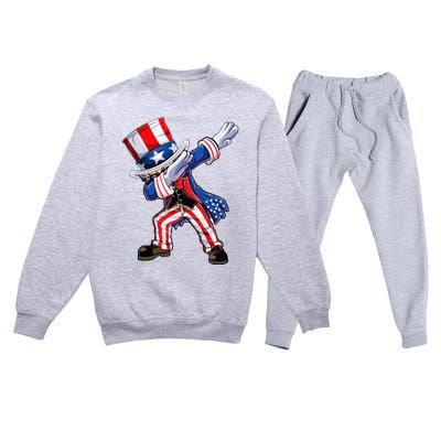 Dabbing Uncle Sam 4th of July Wo Funny Dab Dance Premium Crewneck Sweatsuit Set