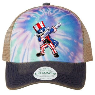 Dabbing Uncle Sam 4th of July Wo Funny Dab Dance Legacy Tie Dye Trucker Hat