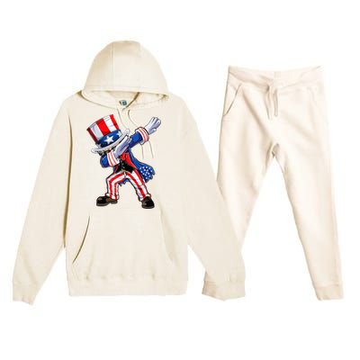 Dabbing Uncle Sam 4th of July Wo Funny Dab Dance Premium Hooded Sweatsuit Set