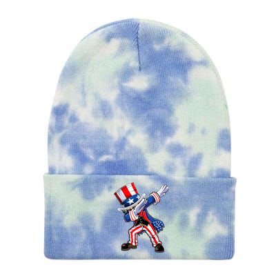 Dabbing Uncle Sam 4th of July Wo Funny Dab Dance Tie Dye 12in Knit Beanie