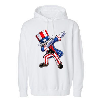 Dabbing Uncle Sam 4th of July Wo Funny Dab Dance Garment-Dyed Fleece Hoodie