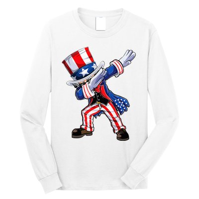 Dabbing Uncle Sam 4th of July Wo Funny Dab Dance Long Sleeve Shirt