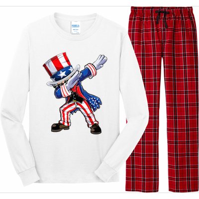 Dabbing Uncle Sam 4th of July Wo Funny Dab Dance Long Sleeve Pajama Set