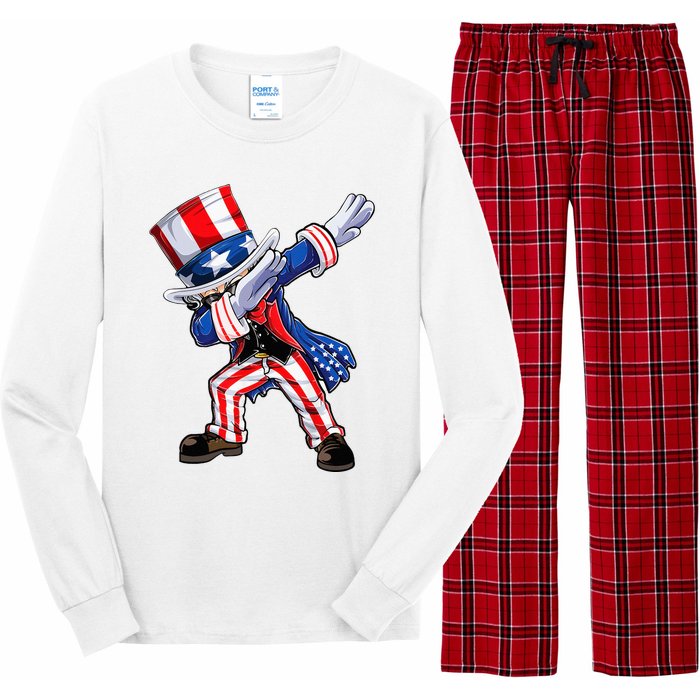 Dabbing Uncle Sam 4th of July Wo Funny Dab Dance Long Sleeve Pajama Set