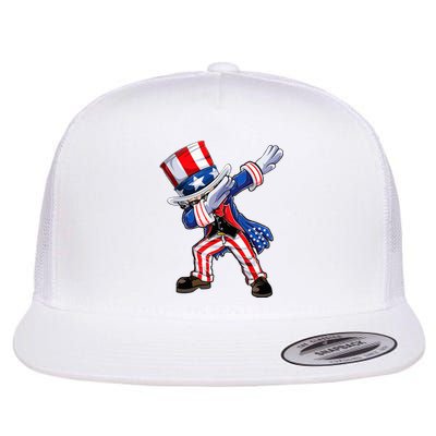 Dabbing Uncle Sam 4th of July Wo Funny Dab Dance Flat Bill Trucker Hat