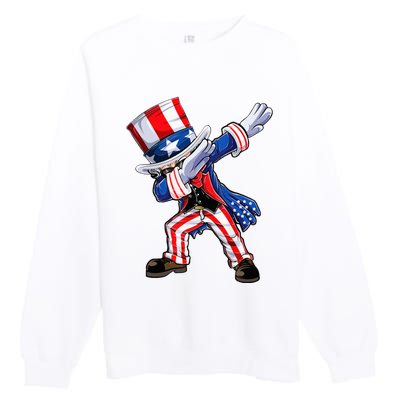 Dabbing Uncle Sam 4th of July Wo Funny Dab Dance Premium Crewneck Sweatshirt