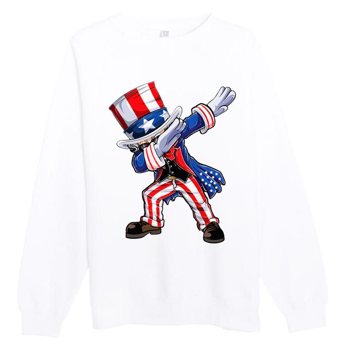 Dabbing Uncle Sam 4th of July Wo Funny Dab Dance Premium Crewneck Sweatshirt