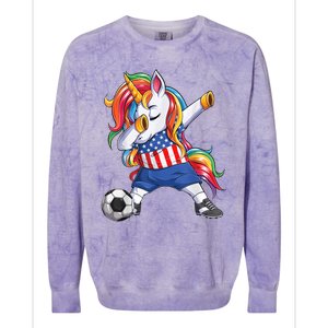 Dab Unicorn United States Football Soccer Jersey US Flag Colorblast Crewneck Sweatshirt