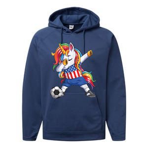 Dab Unicorn United States Football Soccer Jersey US Flag Performance Fleece Hoodie