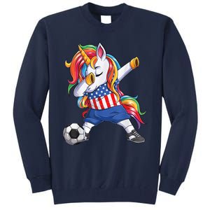 Dab Unicorn United States Football Soccer Jersey US Flag Tall Sweatshirt