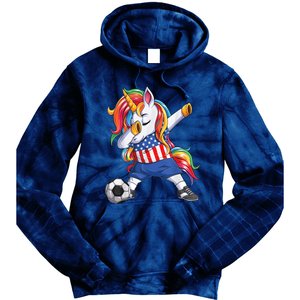 Dab Unicorn United States Football Soccer Jersey US Flag Tie Dye Hoodie