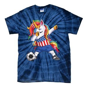 Dab Unicorn United States Football Soccer Jersey US Flag Tie-Dye T-Shirt