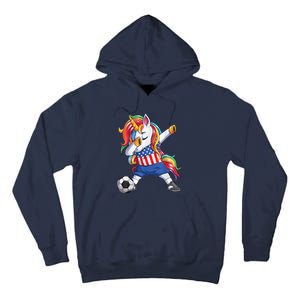 Dab Unicorn United States Football Soccer Jersey US Flag Tall Hoodie